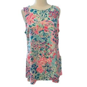 Lilly Pulitzer Sleeveless Serene Blue Gypsea Koi Fish Tunic size Large